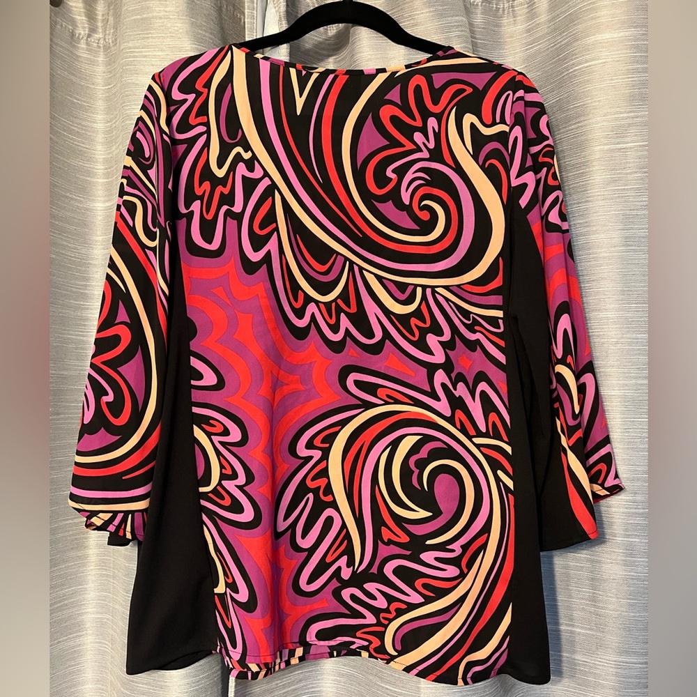 Bob Mackie Vibrant Colorful Swirl Print Blouse Wearable Art Classy Icon 70’s - Picture 2 of 4